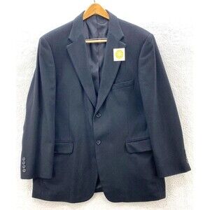 VTG Stafford Camel Hair Blazer Men's 44R Black 2 Button Front Sport Coat Jacket